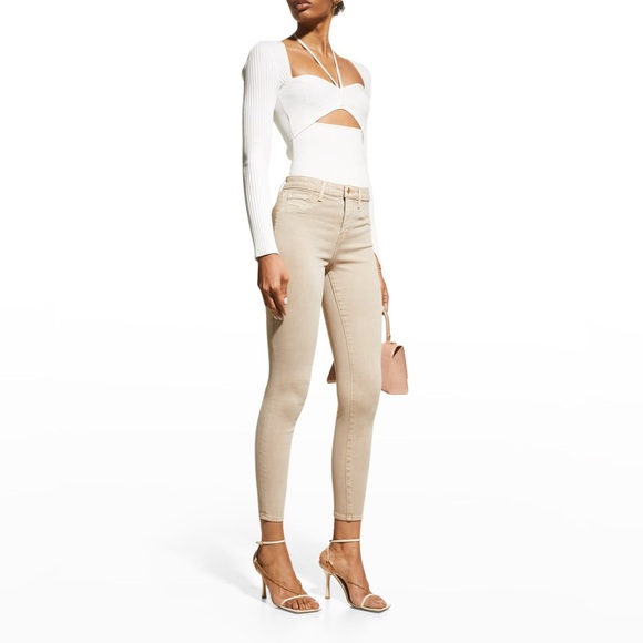 L'AGENCE NWOT Margot High Rise Skinny Ankle Jeans in Biscuit - Picture 8 of 12
